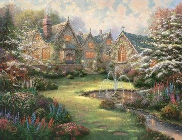  Manor Pintura - Paisaje de la mansión del jardín Thomas Kinkade